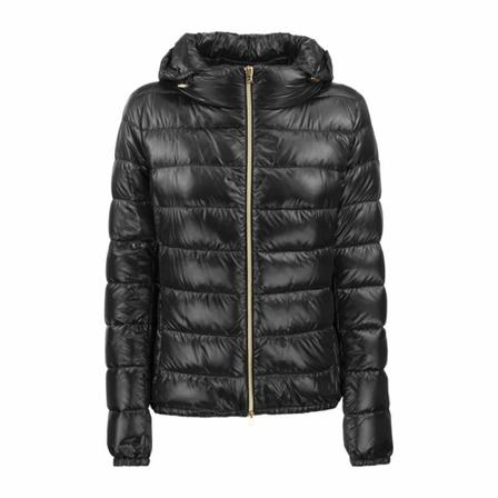 Herno, Hooded Down Jacket Zwart, Dames, Maat:M,nylon
