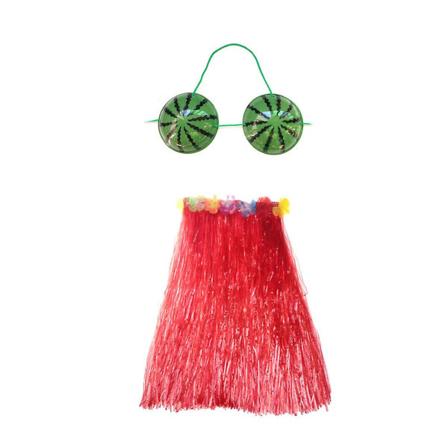 Havaijin Trooppinen Hula-Ruoho Tanssisetti Kukkakirja ja Vesimeloni-Rintaliivisetti 2kpl 2pcs