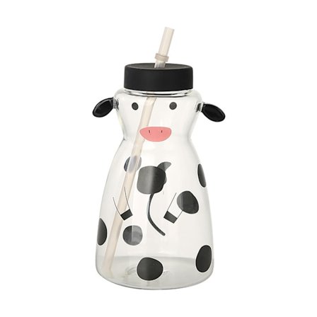 600ML Ko-formet Glas Kop med Sugerør Kreativt Design