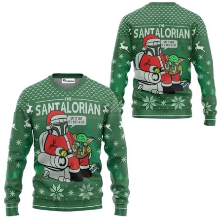 The Mandalorian Santalorian och Baby Yoda Ful Jultröja Star Wars God Jul Herrtröja Höst Vinter Dam Pullover stil 2 4XL style 2 4XL-Glad