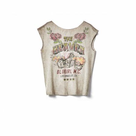 Blugirl, Bat over t-shirt with printing and applications Grijs, Dames, Maat:XS