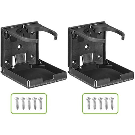 2 stk. Bilkopholder, Sammenklappelig kopholder, Justerbar bredde 6-10 cm, Biltilbehør, Kopholder til bil, autocamper, yacht, hjem, sort