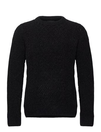 Round Neck Extra Dropped Shoulder Chenille Cable Sweater Black Scotch & Soda