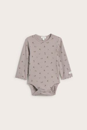 Newbie | Body z długimi rękawami, z nadrukiem w kwiaty | Jasnofioletowy