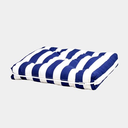 Coussin de bateau avec kapok Moory, 45 x 38 x 8 cm, rayé bleu marine/blanc, simple