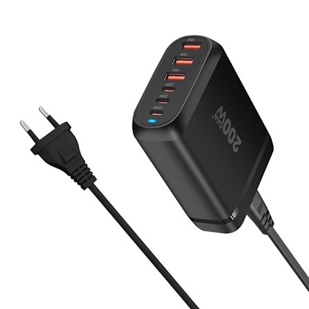 200W 6 porter USB Type-C hurtiglader Hurtiglading Multifunksjon