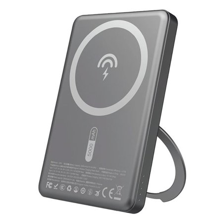 Dudao Powerbank 5000mAh MagSafe & 20W PD jalustalla - harmaa