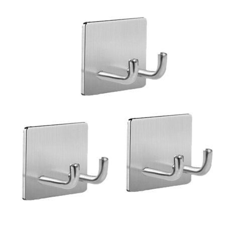 Itseliimautuvat Pyyhekoukut Seinälle - Tupla Kylpyhuonekoukku Ruostumaton Teräs Itsestään Kiinnittyvä Koukku, Parranajoteline Tarrallinen Koukku 