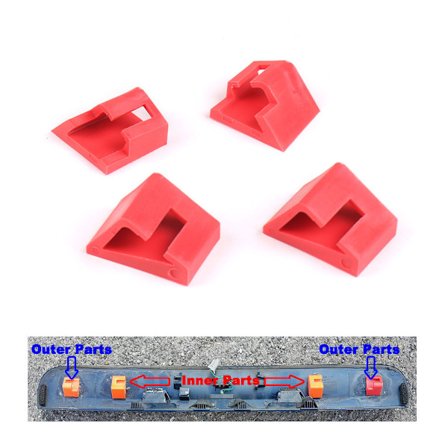 Takaluukun kahvan korjausklipsit Nissan Qashqai 2006-2013 4 kpl punainen