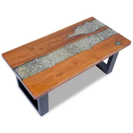 Vidaxl Soffbord Teakträ Harts 100x50 Cm Multifärg