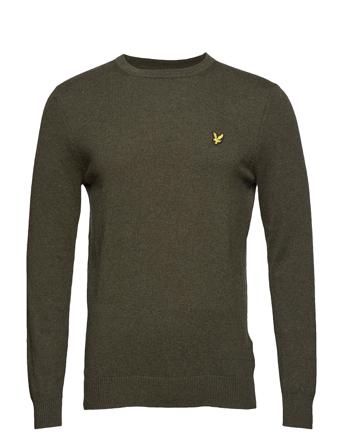 Cotton Merino Crew Jumper Strikkegenser M. Rund Krage Grønn Lyle & Scott
