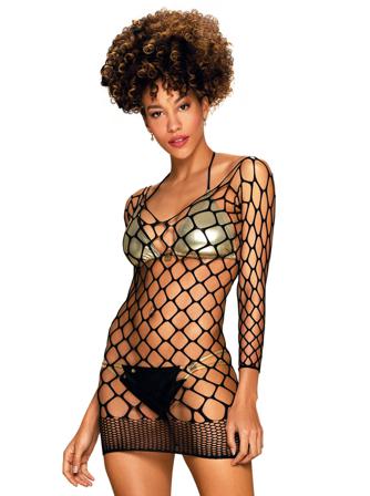 D606 DRESS - BLACK - Vuxen.no - Lingerie, korsetter, bh, sett, catsuit, kroppstrømpe, nattøj & sexy vibrerende truser.