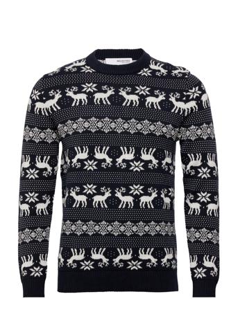 Slhdeer Ls Knit Crew Neck W Black Selected Homme