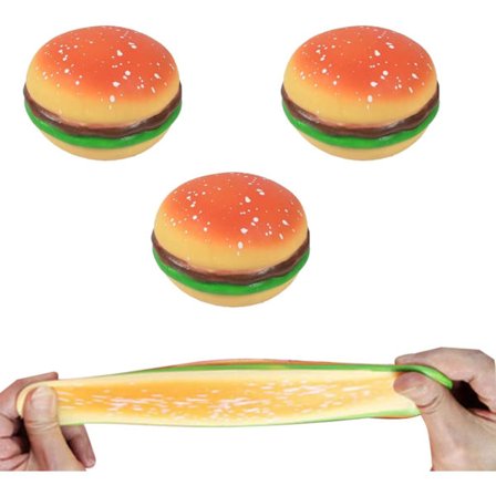 Hamburger-stressilelut - Hamburger-puristuslelut, stressinlievitys hauska uutuuslelu, simulaatiohampurilainen Fidget-lelu (3 kpl)