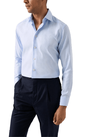 Eton Skjorta I Texturerad Twill Contemporary Fit Skjortor Herr Blå 41