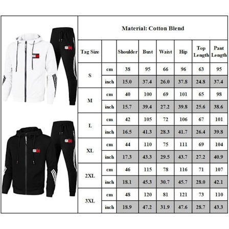 Herre TomyJeans Hellynede Varm Hættetrøje Toppe & Joggingbukser Jakke Træningsdragt Sæt White qd