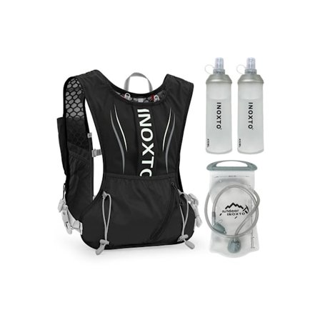 5L Nesteytysliivi Reppu Juoksuun, Sisältää 1kpl 1.5L Juomarakon ja 2kpl 450ml Pehmeitä Juomapulloja