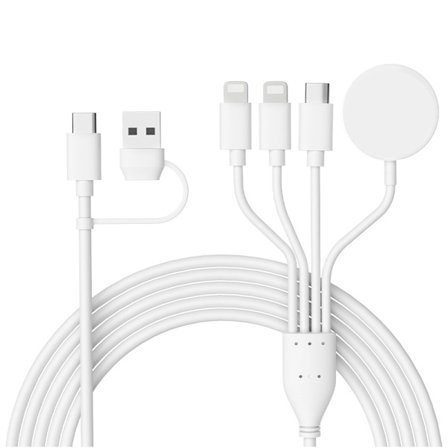 Multi-funktionelt opladningskabel til Apple Watch, dobbelt-endet USB Type-C til Lightning Type-C hvid