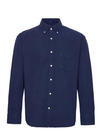 Rel Gmnt Dyed Texture Weave Shirt Skjorte Uformell Marineblå GANT*Betinget Tilbud