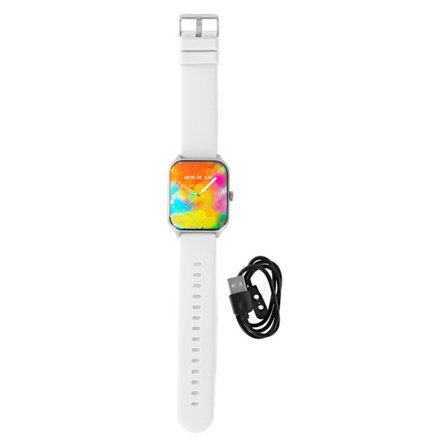 Smartwatch med Blod Syremättnadstest, Samtalsdisplay, IP68 Vattentät, Pekskärm, Stegräknare, Silver