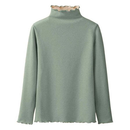 Lettede bluser med flæser og stående krave, ribberibbet salatkant, blød bund, grøn