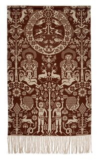 Wandbehang die Schöpfung, antikblau Dunkelrot