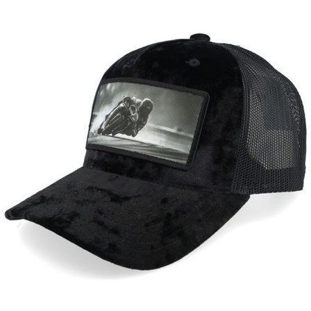 Calza Pennello - Svart trucker Keps - Racing Motorcycle Bike Velvet Black A-Frame Trucker @ Hatstore