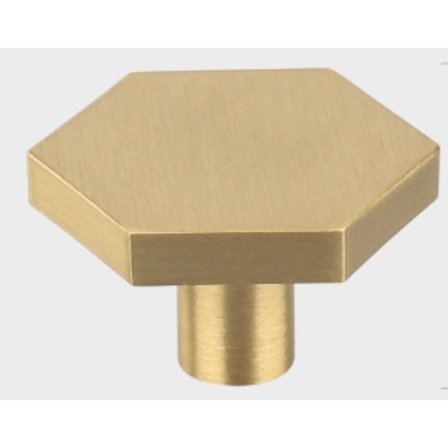 4 stk. dørknotter, messing skap knotter, gull møbelknotter, kommode skuff knotter, sekskantet enkelthulls håndtak kompatibelt kjøkken, kontor, skap