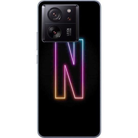 Kompatibelt Mobildeksel til Xiaomi Xiaomi 13T Pro Minimalistisk neonbokstav N i fargeskiftende lys mot svart bakgrunn