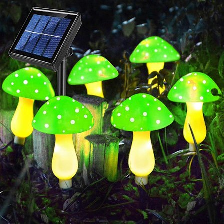 Solar Svampe Lys Udendørs 8 Lysindstillinger LED Solar Have Dekoration Pæle Lys, Havepynt