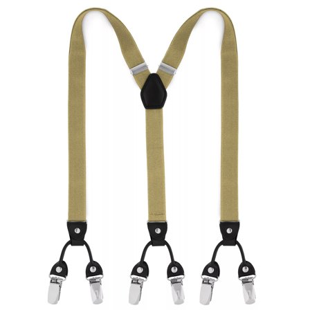 Wąskie szelki khaki na klipsy dla mężczyzn - Szelki na klipsy