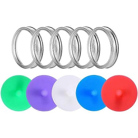 5 stk. 86 mm Fermenterings Mason Jar Låg Silikone Fermenteringslåg Luftsluselåg (FMY)