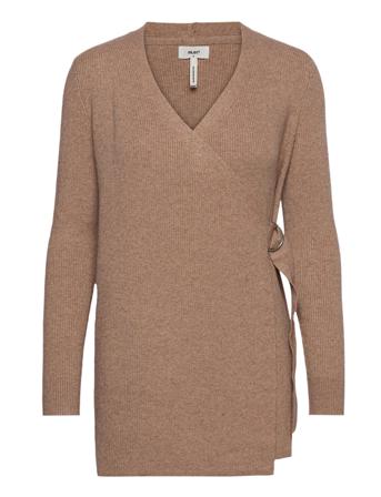 Objfae Thess L/S Rib Knit Cardigan Strikket Trøje Cardigan Brun Object