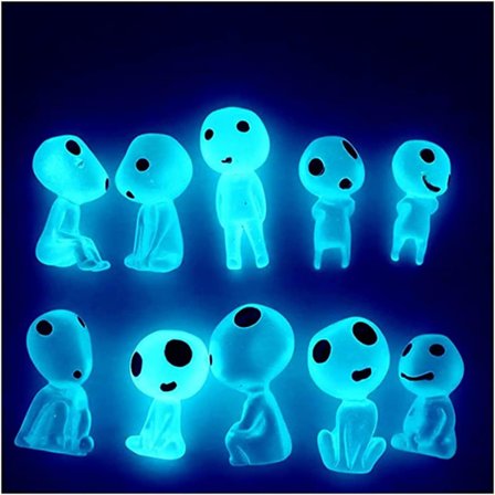 10st Random Light Up Princess Mononoke Tree Elf Dolls, Glow in the Dark Figurines, Resin Gnome Garden Statue, Micro Landscape, Doll Accessories, Spir