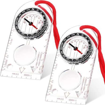 Suunnistuskompassi pojalle, partiolaiselle, vaellukselle säädettävällä deklinaatiolla