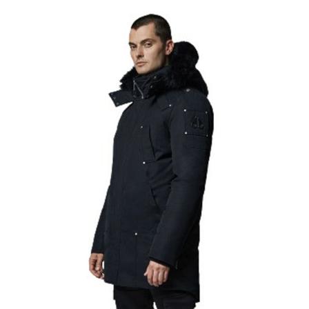 Moose Knuckles, Firebag Down Parka With FOX FUR - Slim FIT Zwart, Heren, Maat:L