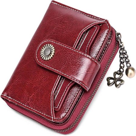 Women Wallets Genuine Leather Small Bifold Compact Ladies Wallet with RFID Blocking