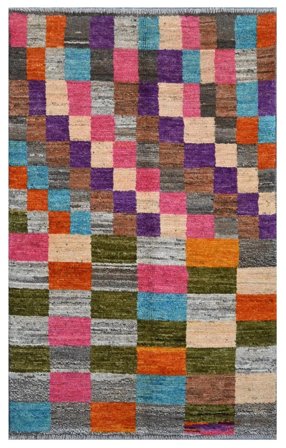 Berber Colourful Tæppe Moderne Sort/Mørkegrå (Uld, Afghanistan)