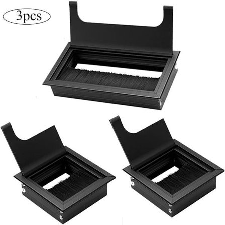 Kabelindføringsdæksel, 3 stk., firkantet, sort, integreret kabelindføring