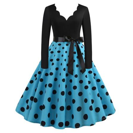 Sexig Deep V-klänning Kvinnor Retro 50-talet S