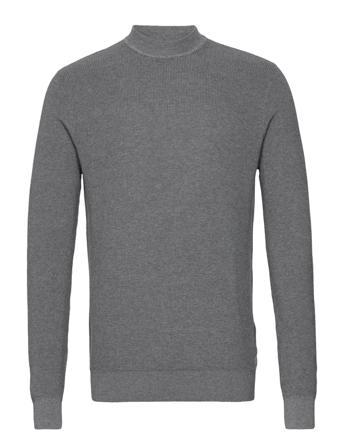 Cosy Knit Sw Strikkegenser M. Rund Krage Grå Tom Tailor