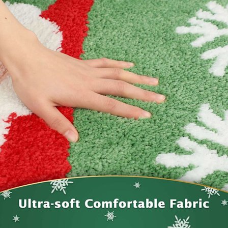 Julebade måtte til badeværelse, jule-snefnug-indretning, indendørs og udendørs, vinterindretning, skridsikker, absorberende, vaskbar, 20" x 32"