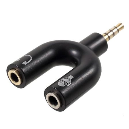U-formad 3,5 mm Stereo Audio Hane till 2 Hona Hörlurs-/Mikrofon Splitter Adapter