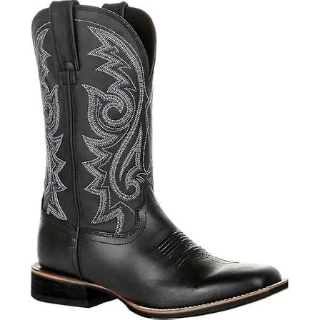 Cowboy Boots Män Wide Classic Vintage Mid Calf Western Boots Broderi Spetsig Tå Block Heel Slip-on Unisex