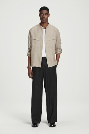 COS Men's Linnebyxor Med Elastisk Midja & Raka Ben in Svart