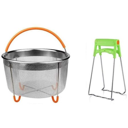 Dampkurv i rustfritt stål, Instant Pot-tilbehør for Ninja Foodi trykkoker og multikoker, 6Qt