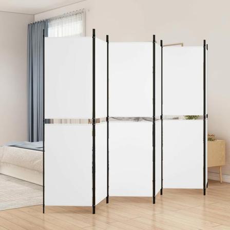 Vidaxl Rumsavdelare 6 Paneler Vit 300x180 Cm Tyg Vit