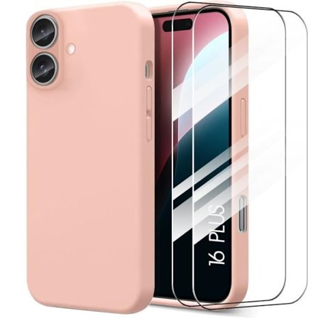 Silikonetui til iPhone 16 Plus - Ultra tynd anti-ridsebeskyttelse Pink + 2 hærdede briller