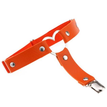 2st Kvinnor Strumpeband Bälte Elastiskt Hjärta Pu Läder Ben Strumpebandsband orange