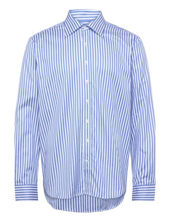 Oscar Jacobson Reg Fit Turn Down Twill Stripe - Blue - 41